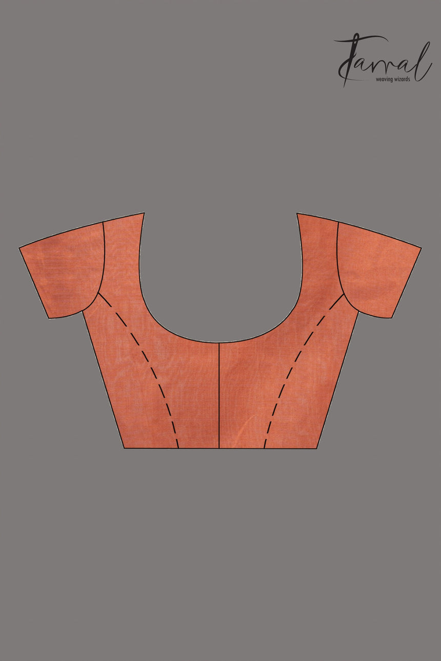 Orange Kalka Motifs Matka Silk Handwoven Jamdani Saree blouse