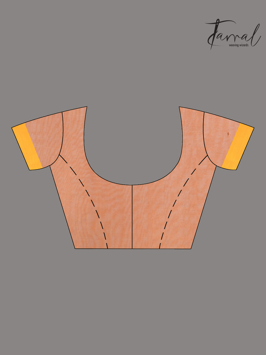 Orange colour muslin silk floral handwoven jamdani saree