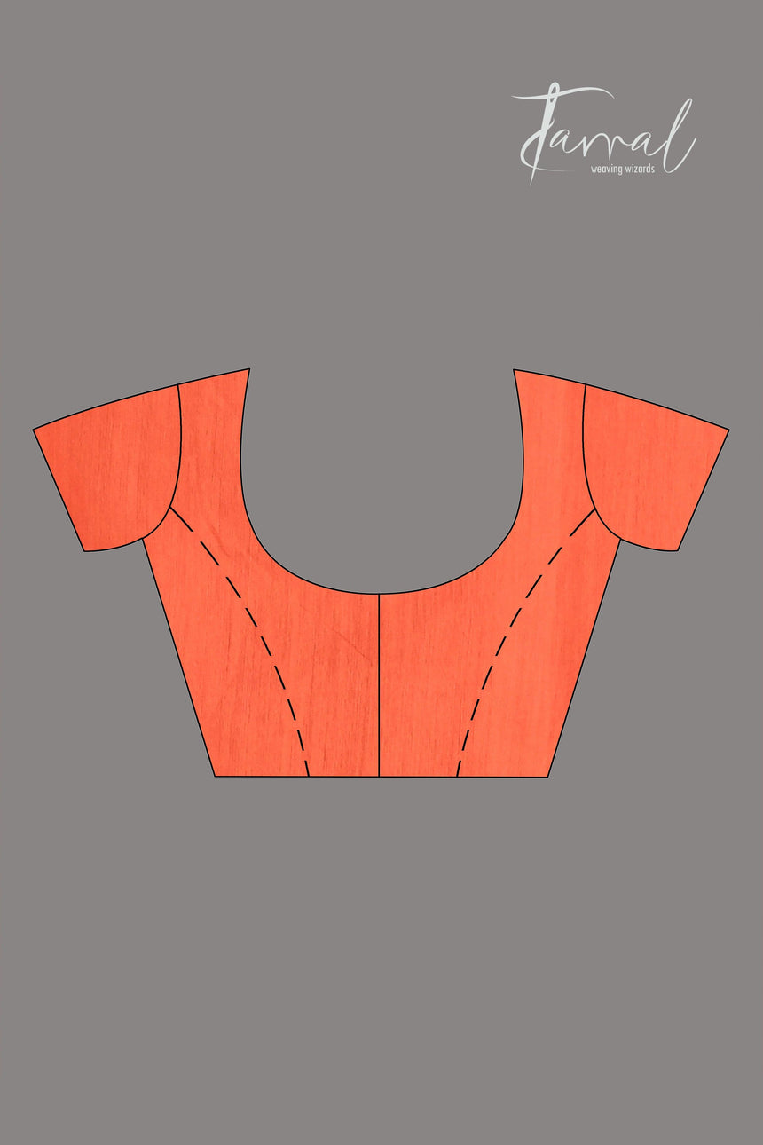 Orange organza silk Paithani Handwoven Jamdani saree blouse