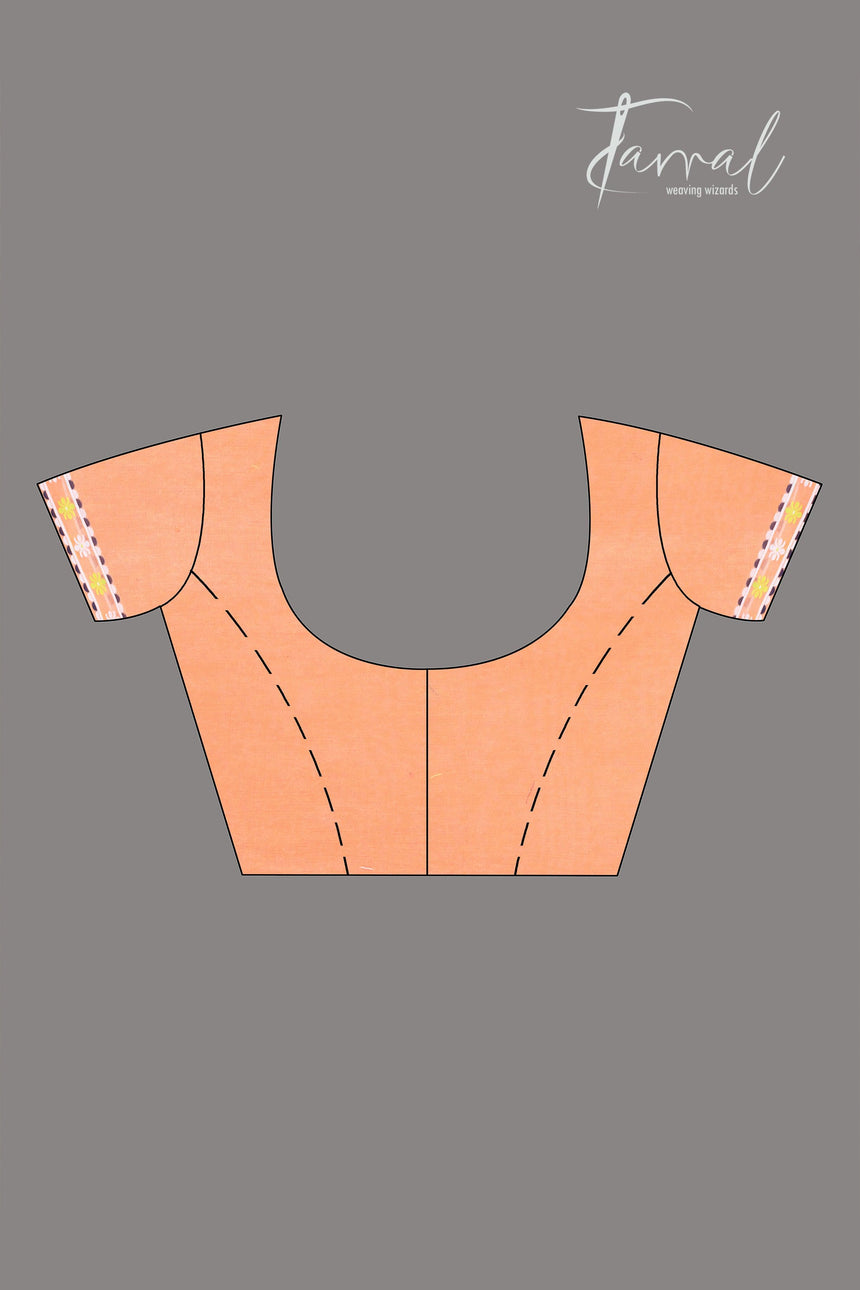 Orange with multicolour floral border handloom dhakai jamdani saree - Tamal Boutique