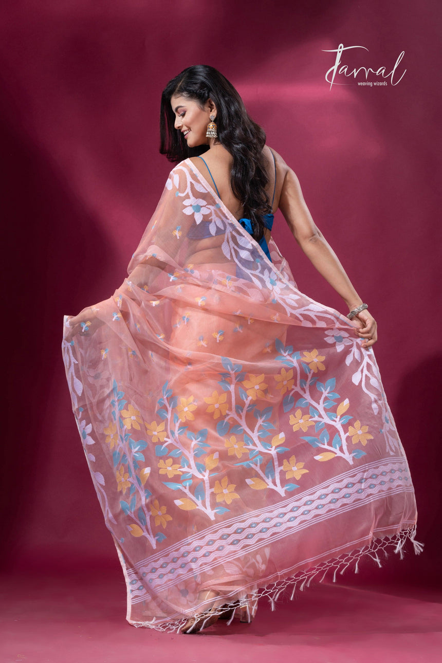 jamdani saree, jamdani, handloom, handwoven, saree, silk, dhakai, weaving, kolkatasaree, tamalboutique