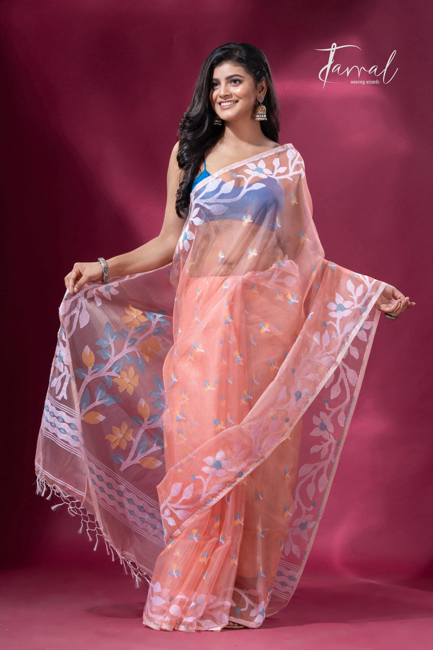 jamdani saree, jamdani, handloom, handwoven, saree, silk, dhakai, weaving, kolkatasaree, tamalboutique
