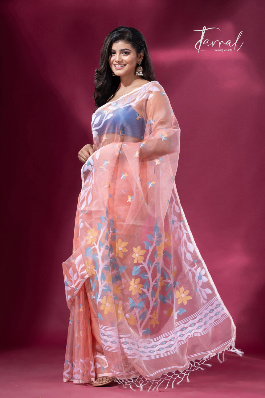 jamdani saree, jamdani, handloom, handwoven, saree, silk, dhakai, weaving, kolkatasaree, tamalboutique