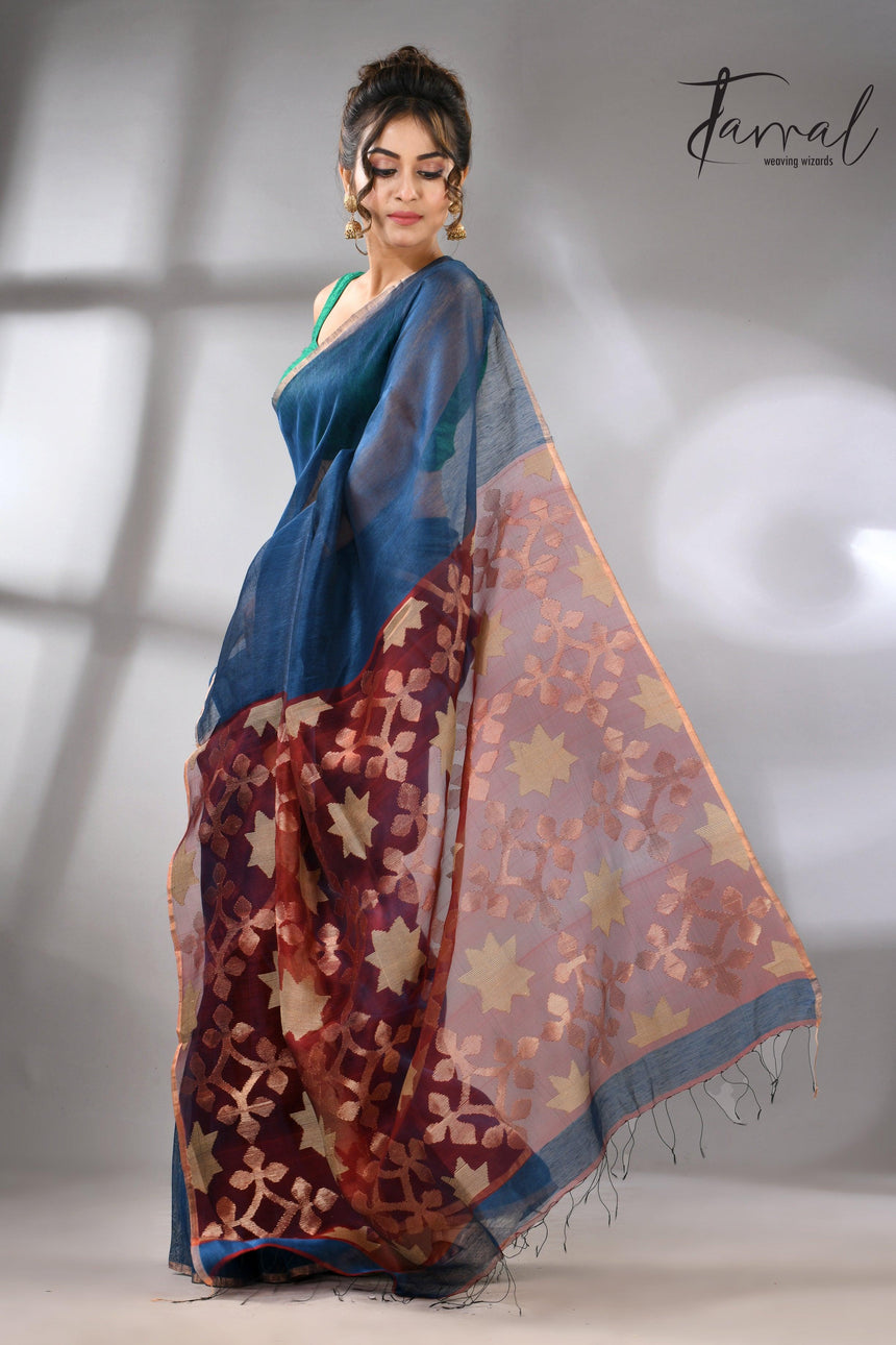 jamdani saree, jamdani, handloom, handwoven, saree, silk, dhakai, weaving, kolkatasaree, tamalboutique