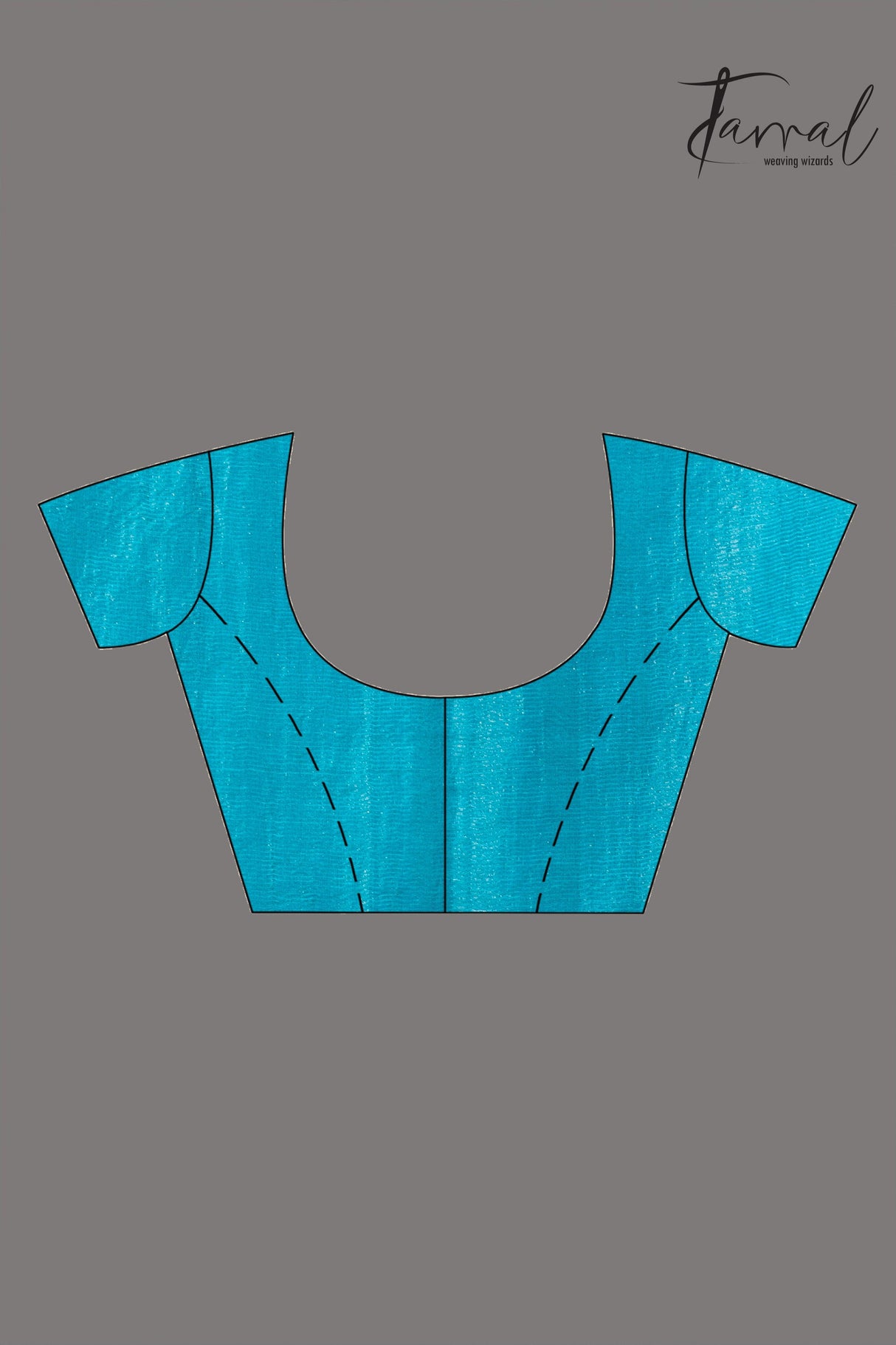 Peacock blue sequins border noil tusser zari silk handloom saree - Tamal Boutique