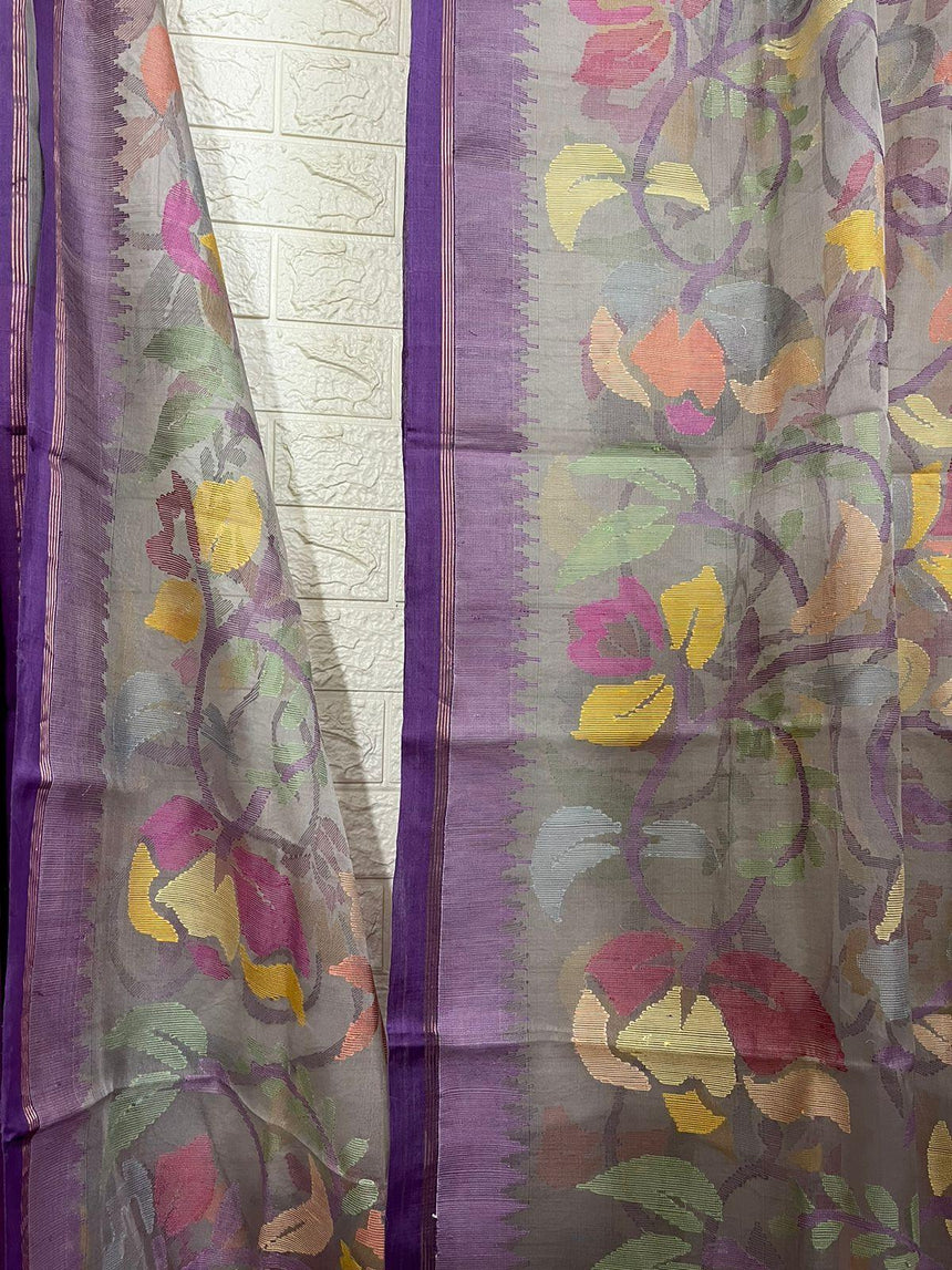 Phoolvati muslin silk handwoven jamdani saree - Tamal Boutique
