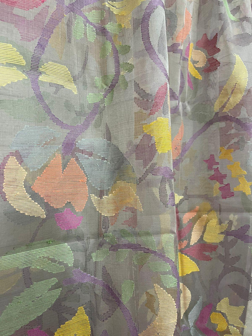 Phoolvati muslin silk handwoven jamdani saree - Tamal Boutique