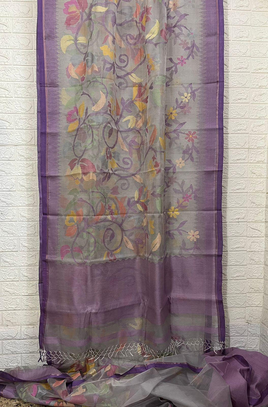Phoolvati muslin silk handwoven jamdani saree - Tamal Boutique