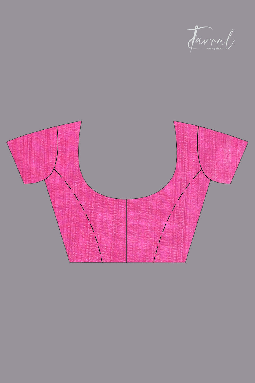 Pink border allover floral motifs handwoven jamdani saree blouse