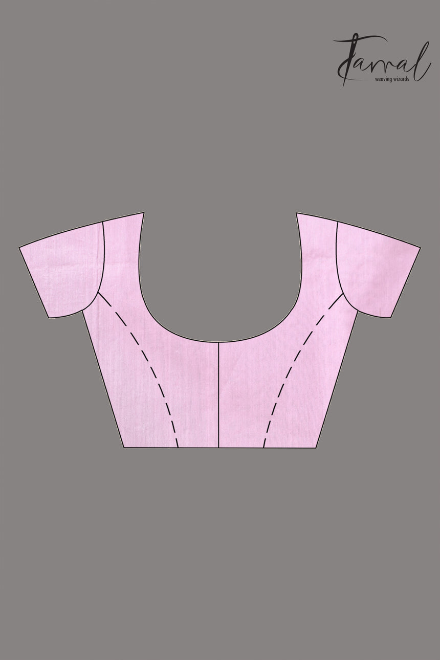 Pink with zari border silk cotton handwoven jamdani saree