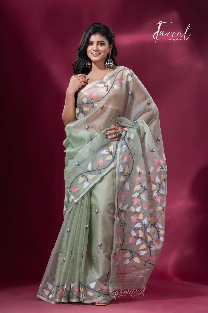Pista Blossom handwoven Jamdani sarees collection in Kolkata full