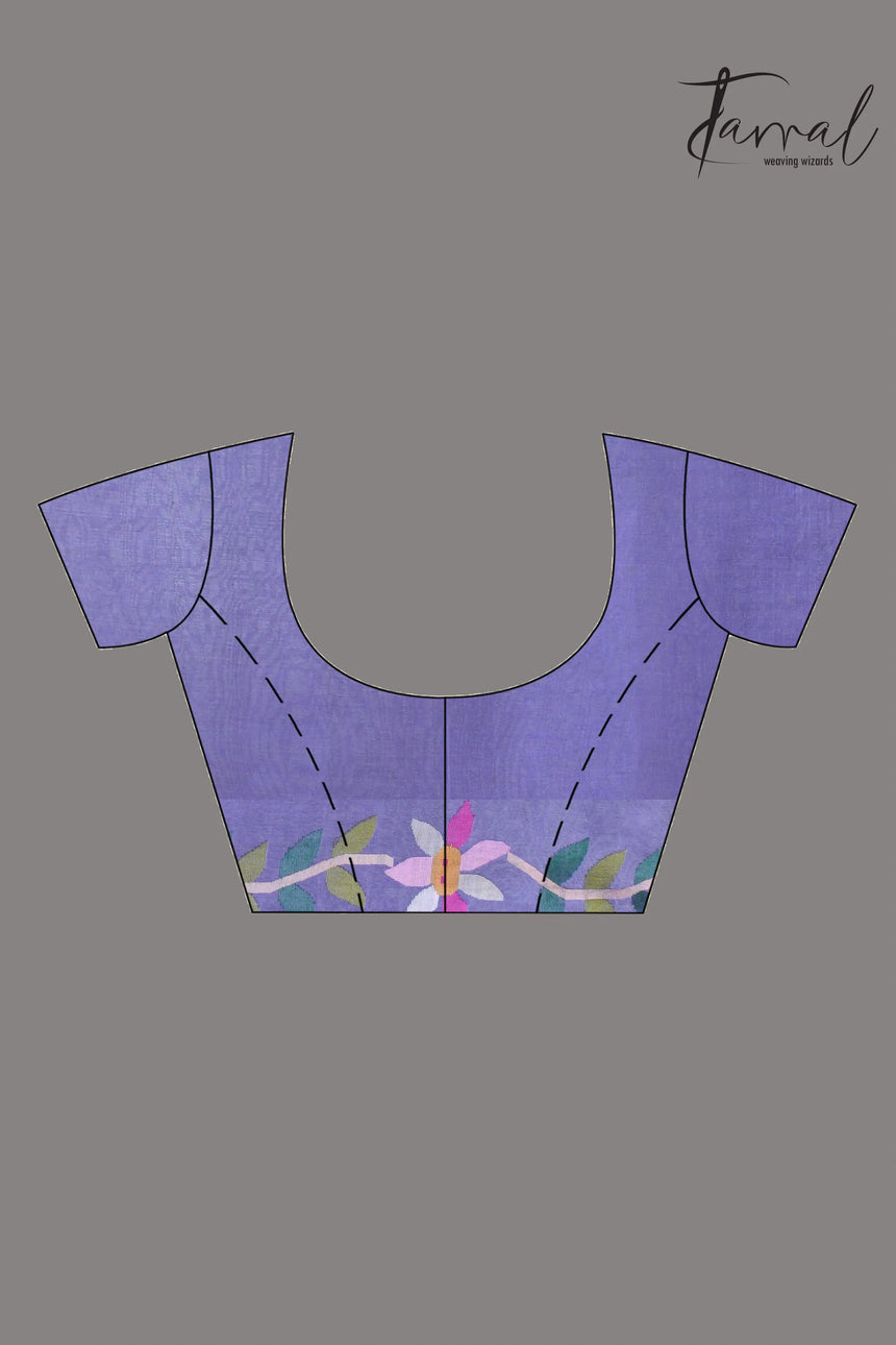 Purple colour floral handwoven jamdani saree in muslin silk