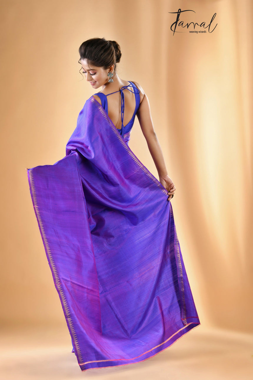 Purple zari splendor bishnupuri katan silk saree - Tamal Boutique