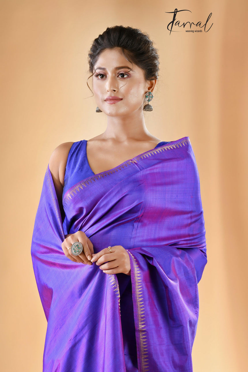 Purple zari splendor bishnupuri katan silk saree - Tamal Boutique