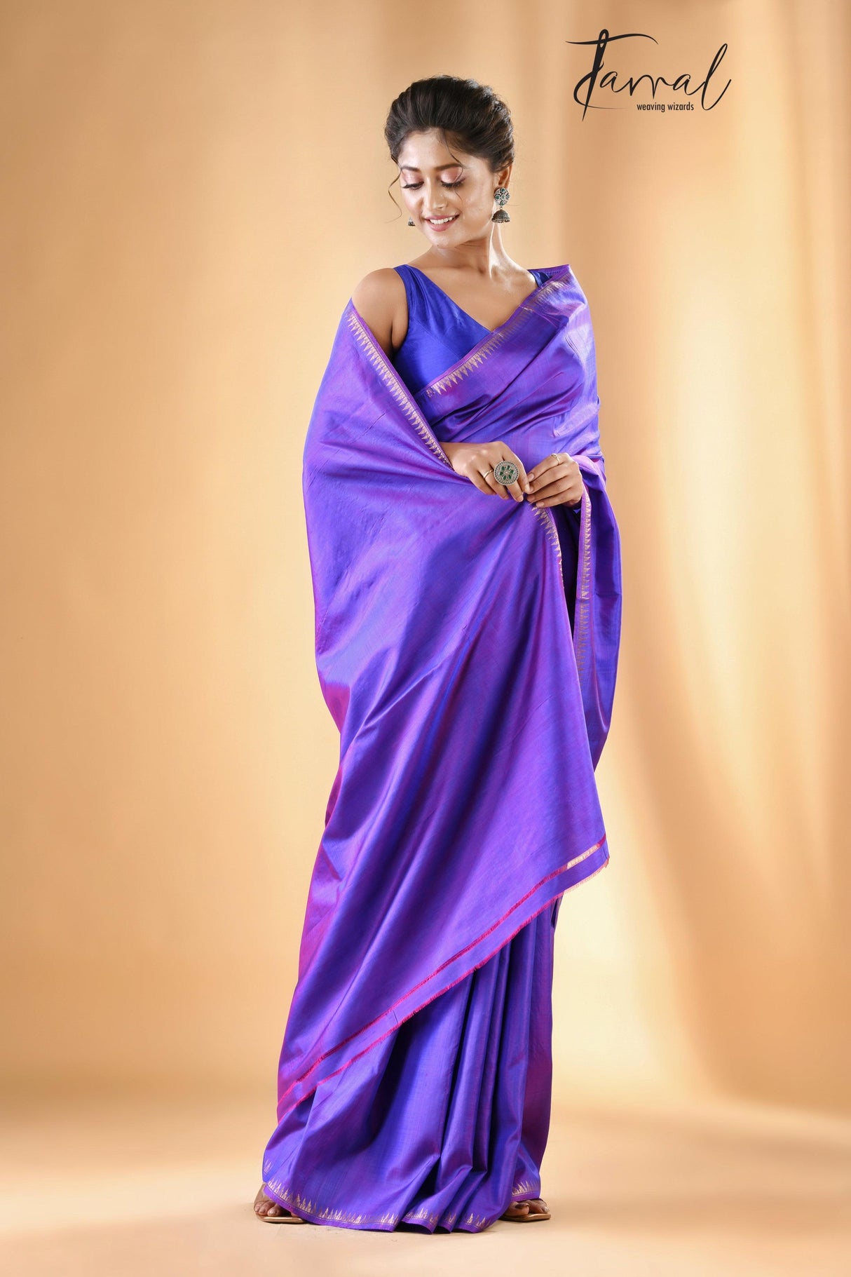 Purple zari splendor bishnupuri katan silk saree - Tamal Boutique