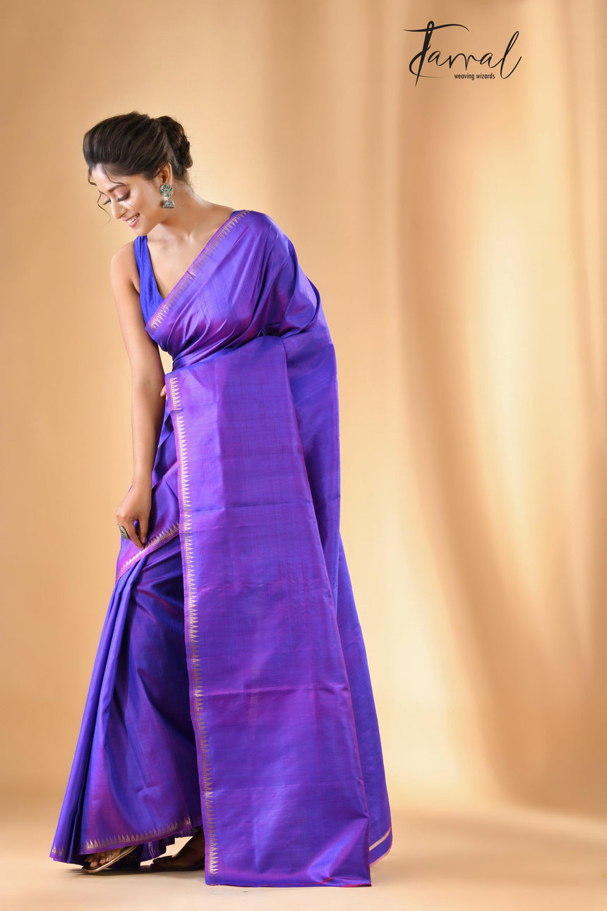Purple zari splendor bishnupuri katan silk saree - Tamal Boutique