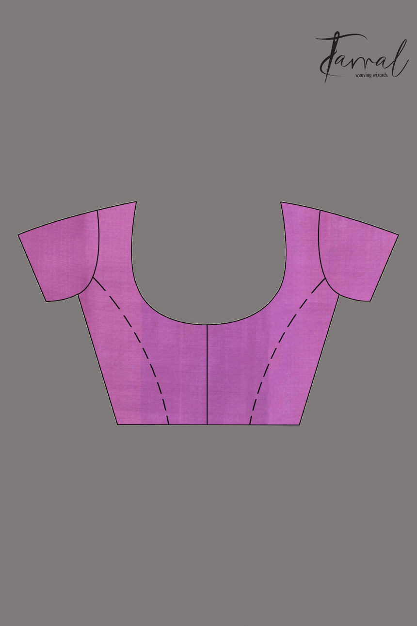 Purple floral border handwoven muslin jamdani saree blouse