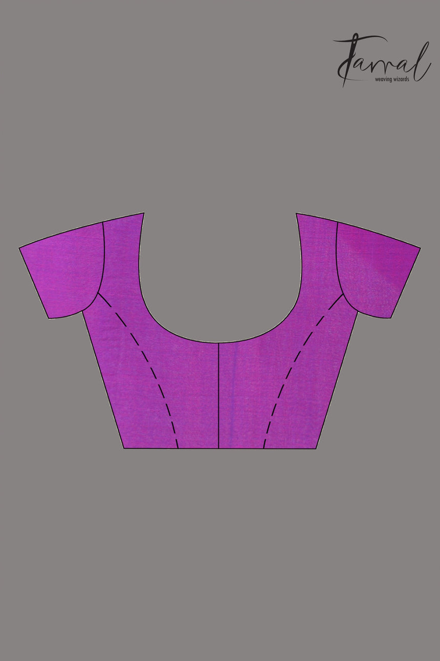 Purple with multicolour muslin silk handwoven floral buta jamdani saree - Tamal Boutique