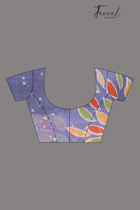 Purple with multicolor tree handcrafted pure batik silk saree