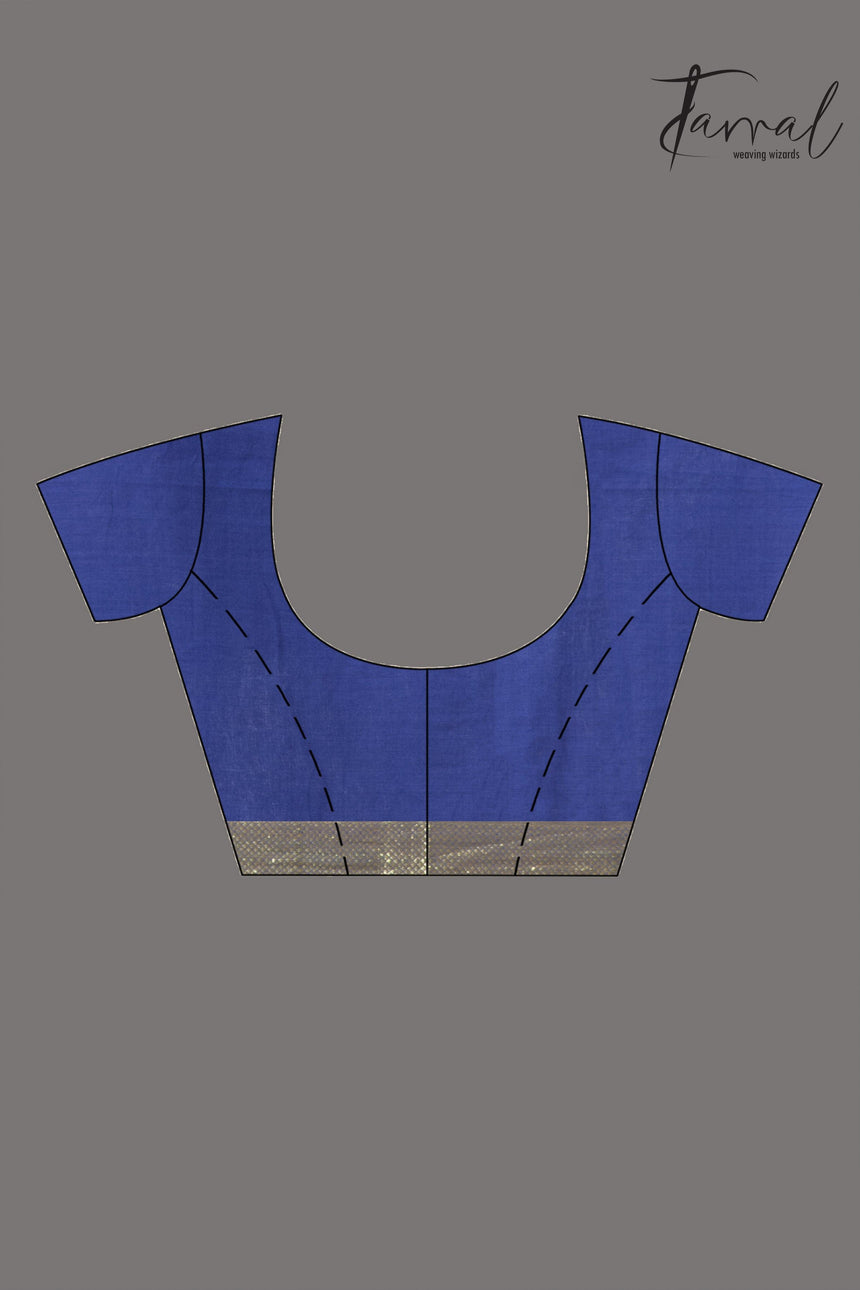 Royal blue colour mangalgiri design pure cotton handloom saree