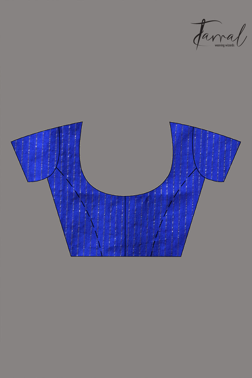 Royal blue with zari border matka silk handwoven jamdani saree