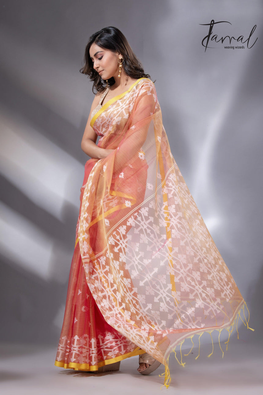 jamdani saree, jamdani, handloom, handwoven, saree, silk, dhakai, weaving, kolkatasaree, tamalboutique