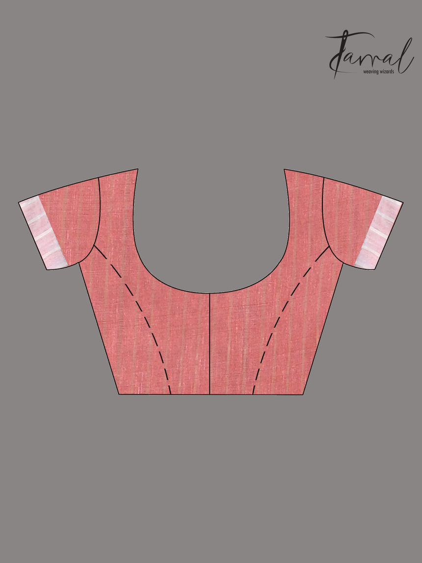 Rust with zari border pure silk linen handwoven jamdani saree