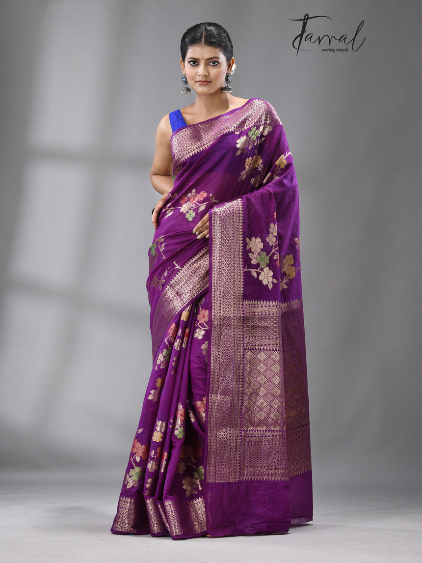Magenta Color Benarasi silk handloom saree - Tamal Boutique