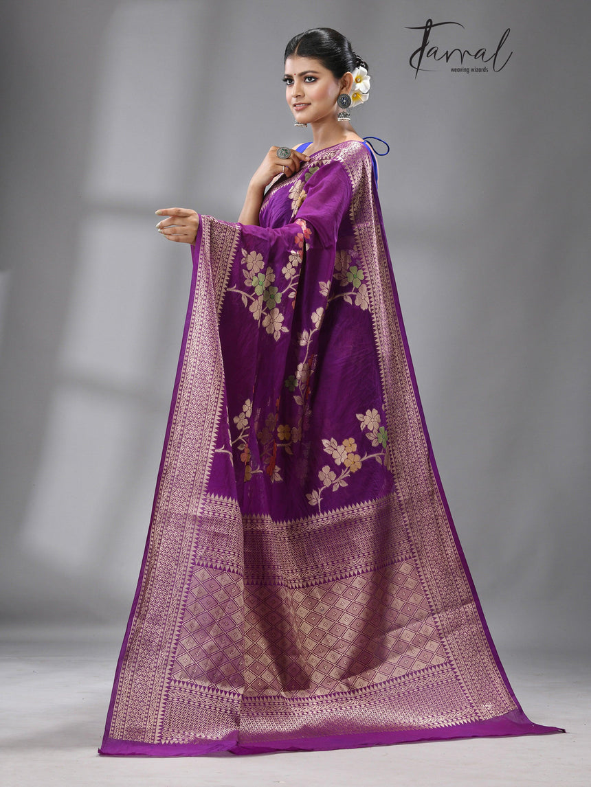 Magenta Color Benarasi silk handloom saree - Tamal Boutique