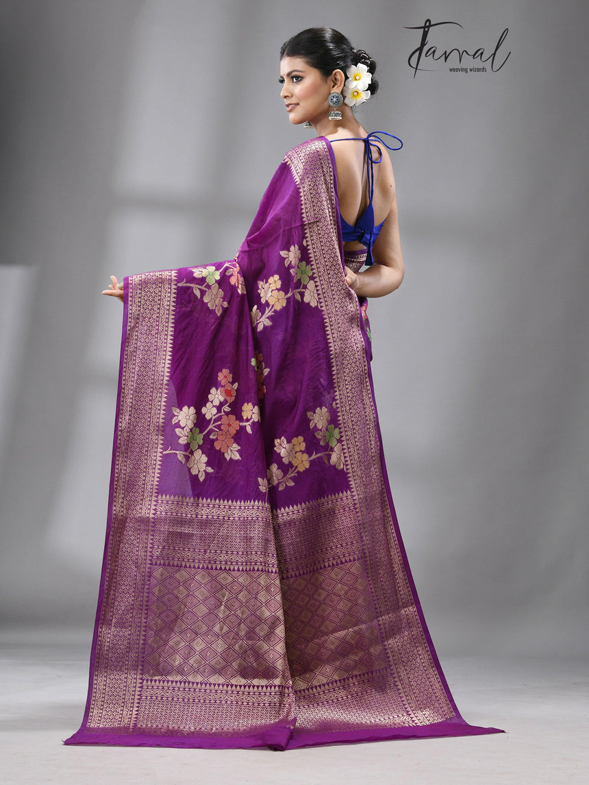 Magenta Color Benarasi silk handloom saree - Tamal Boutique