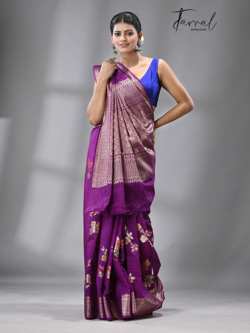 Magenta Color Benarasi silk handloom saree - Tamal Boutique
