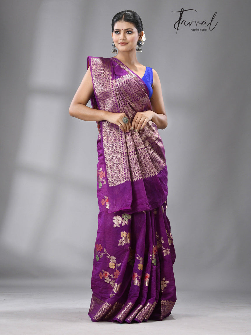 Magenta Color Benarasi silk handloom saree - Tamal Boutique