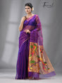 Dual tone blue Parrot Organza silk paithani sequins saree - Tamal Boutique