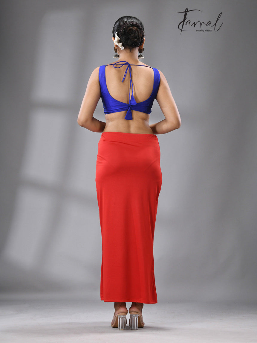 Carmine Red Fish Cutting Lycra Stretchable Free Size Petticoat - Tamal Boutique