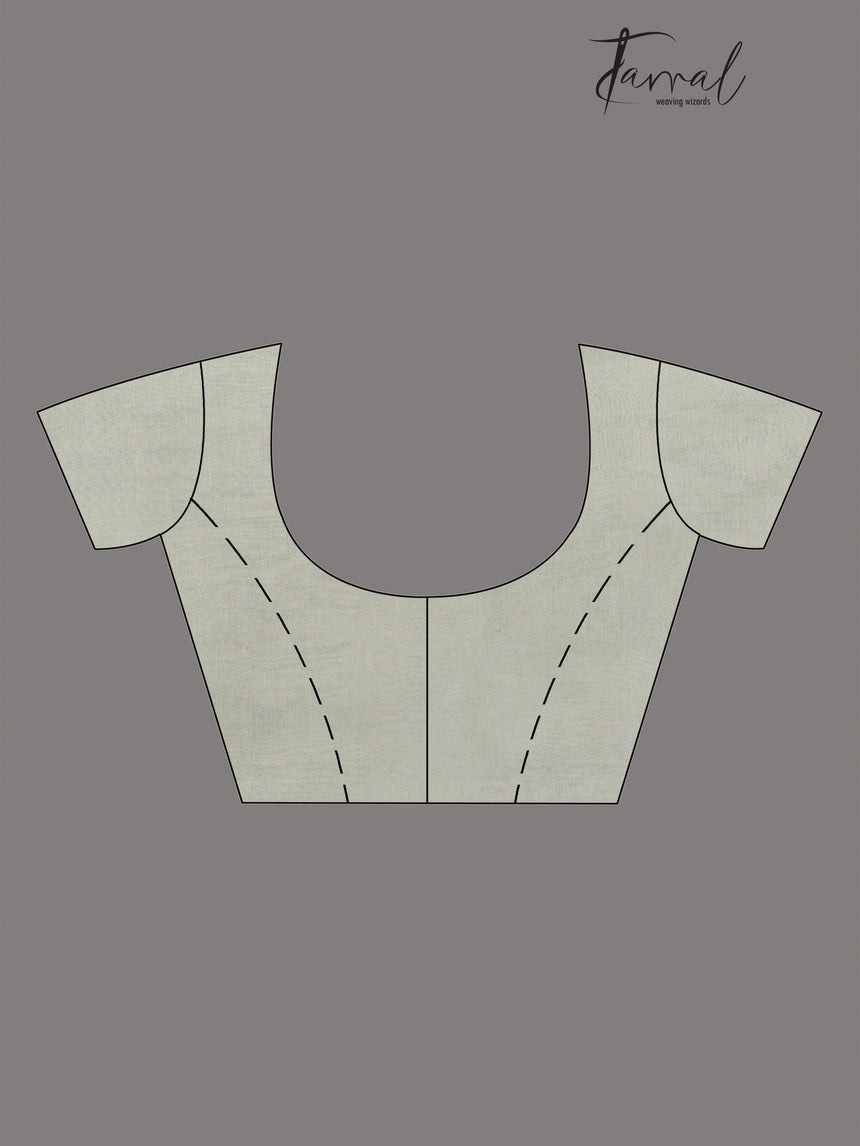 Olive green with white rose motifs handwoven jamdani in muslin silk saree - Tamal Boutique