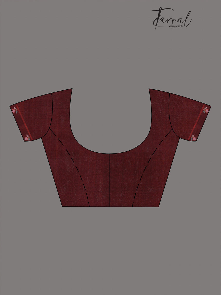 Wine with multi colour floral buta muslin silk handwoven jamdani saree - Tamal Boutique