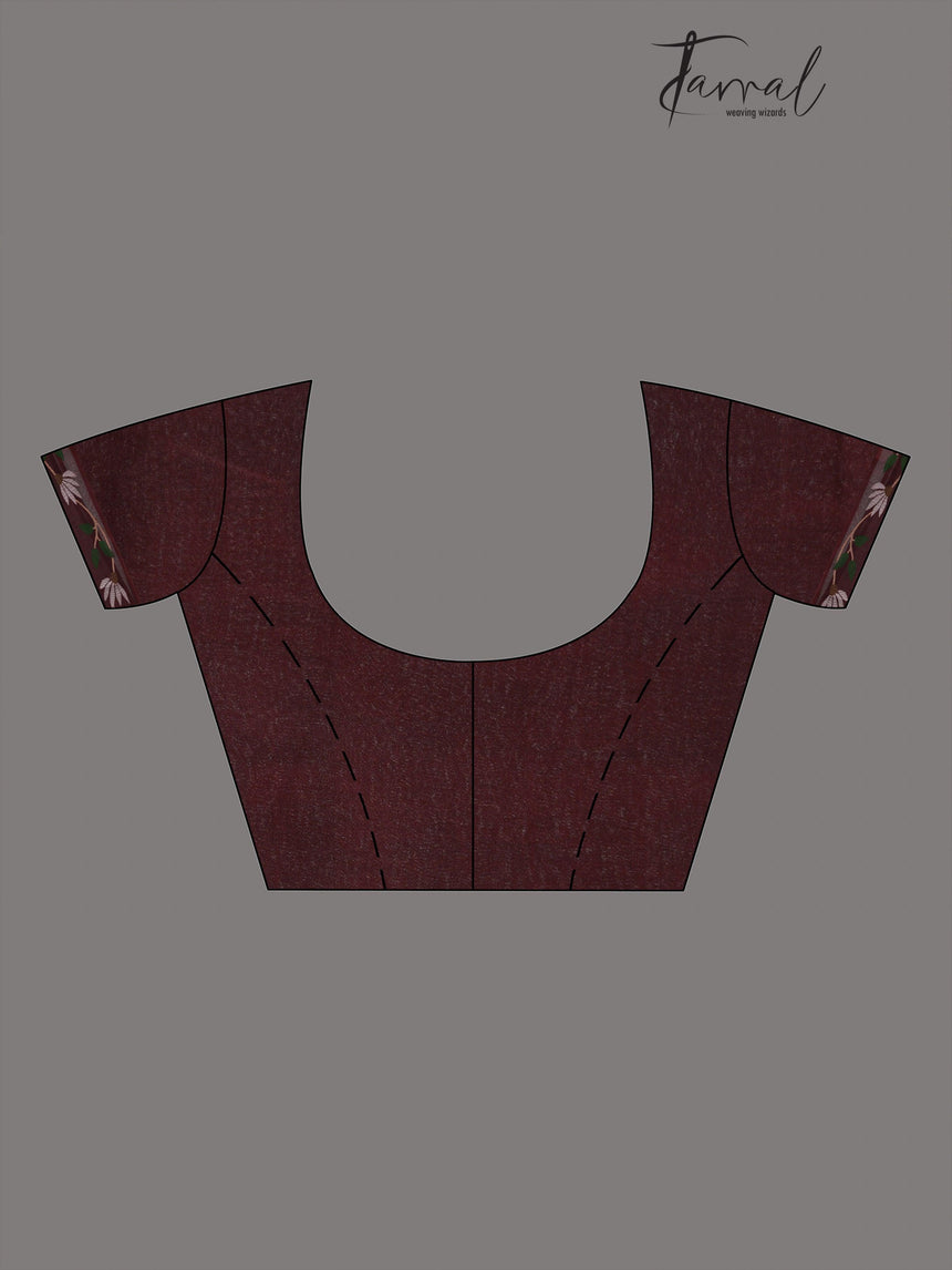 Chocolate Brown With Multi Colour Muslin silk Handwoven Jamdani Saree - Tamal Boutique