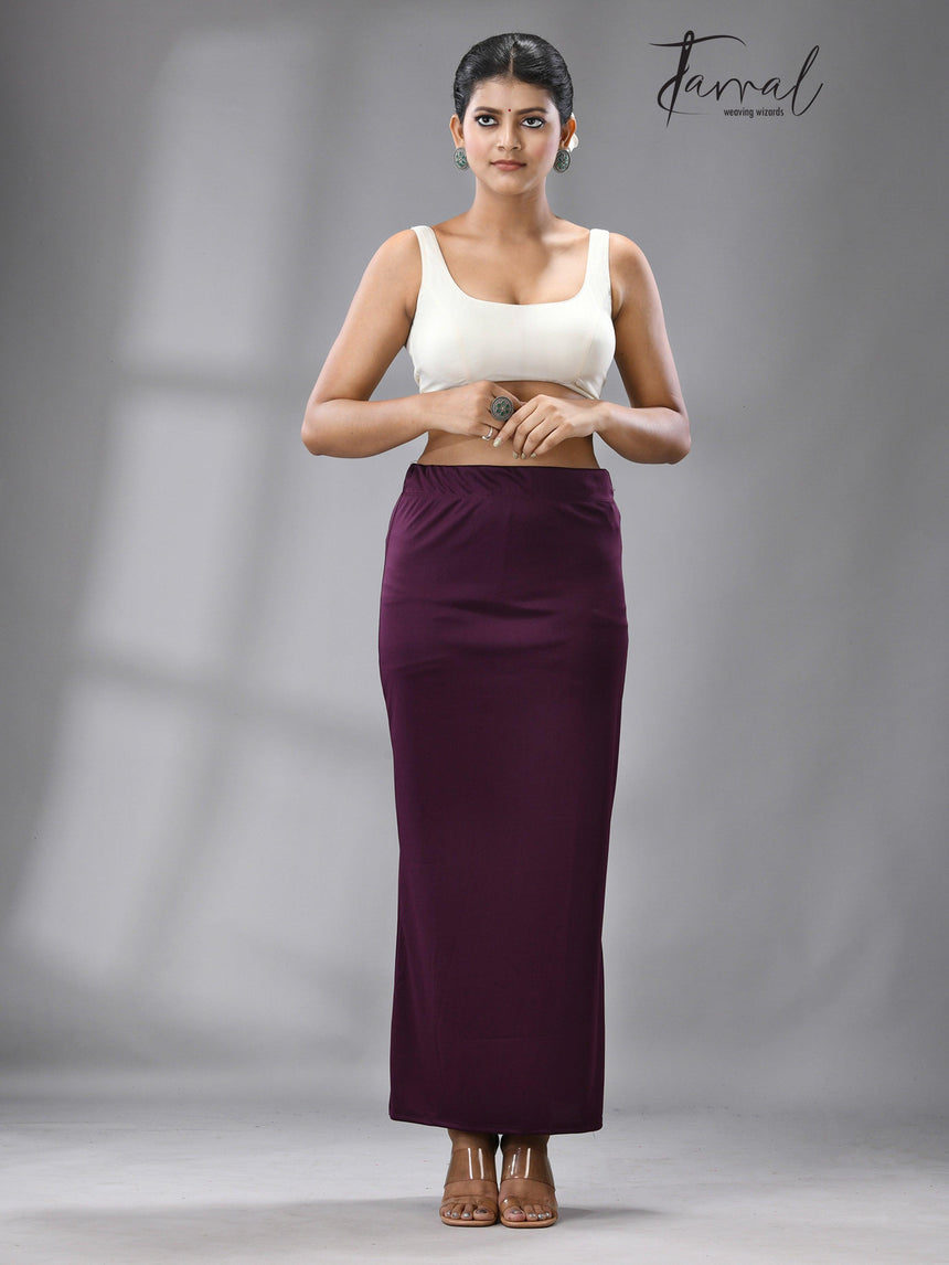 Plum colour Fish Cutting Lycra Stretchable Free Size Petticoat - Tamal Boutique