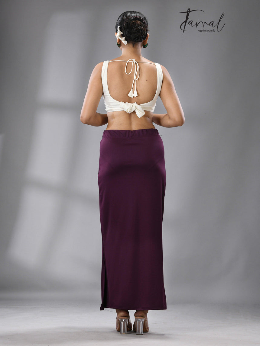 Plum colour Fish Cutting Lycra Stretchable Free Size Petticoat - Tamal Boutique