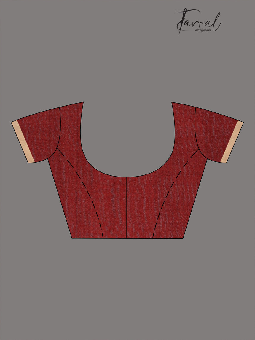 Wine with Tusser border multi colour floral buta muslin silk handwoven jamdani saree - Tamal Boutique