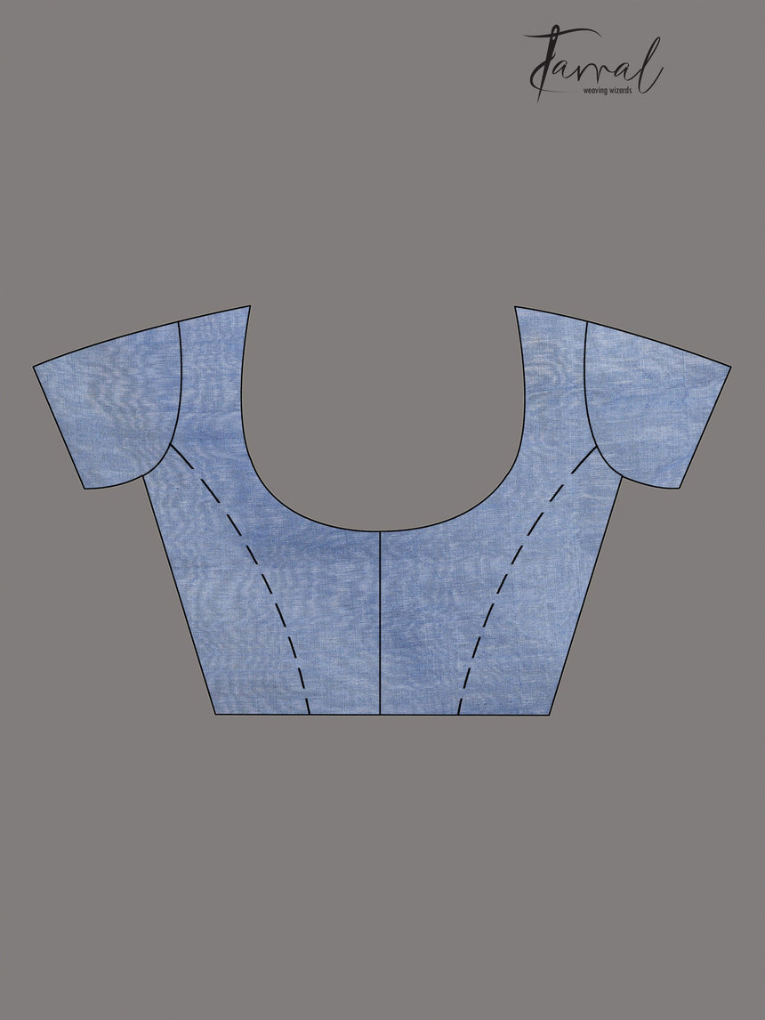 Dust sky blue Organza silk paithani sequins saree - Tamal Boutique