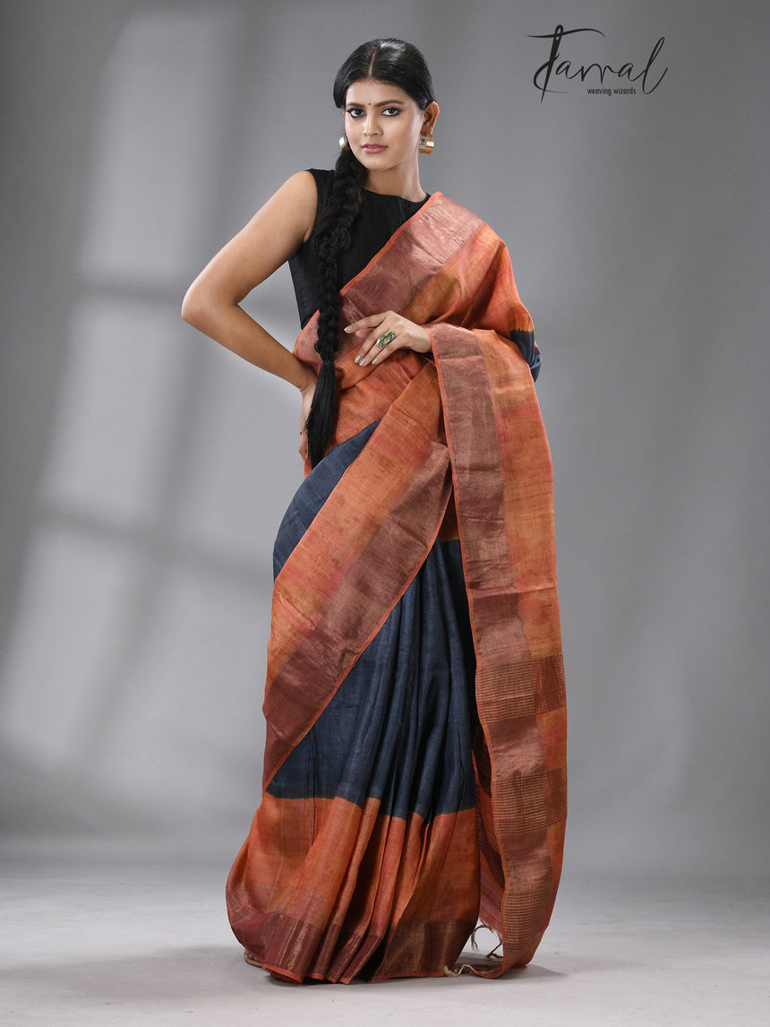 Zari Tussar Lavanya handloom silk saree - Tamal Boutique