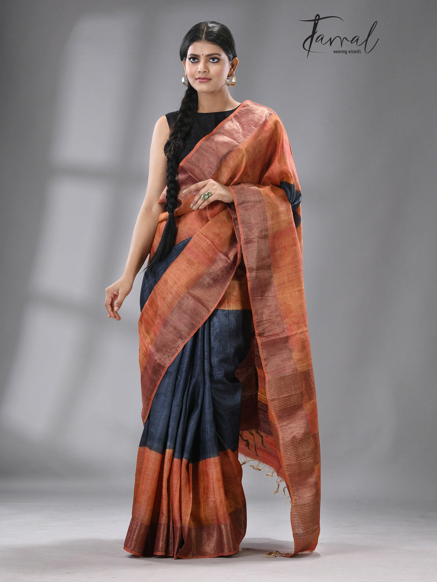 Zari Tussar Lavanya handloom silk saree - Tamal Boutique