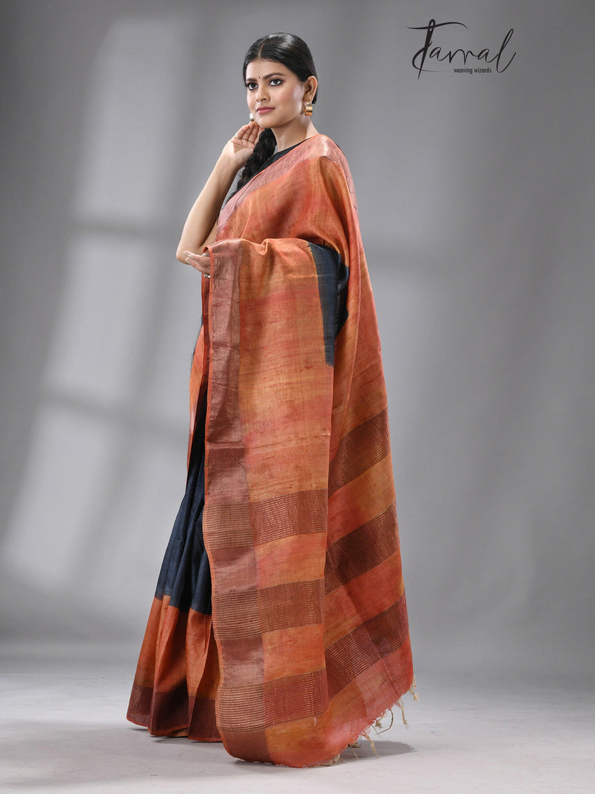 Zari Tussar Lavanya handloom silk saree - Tamal Boutique