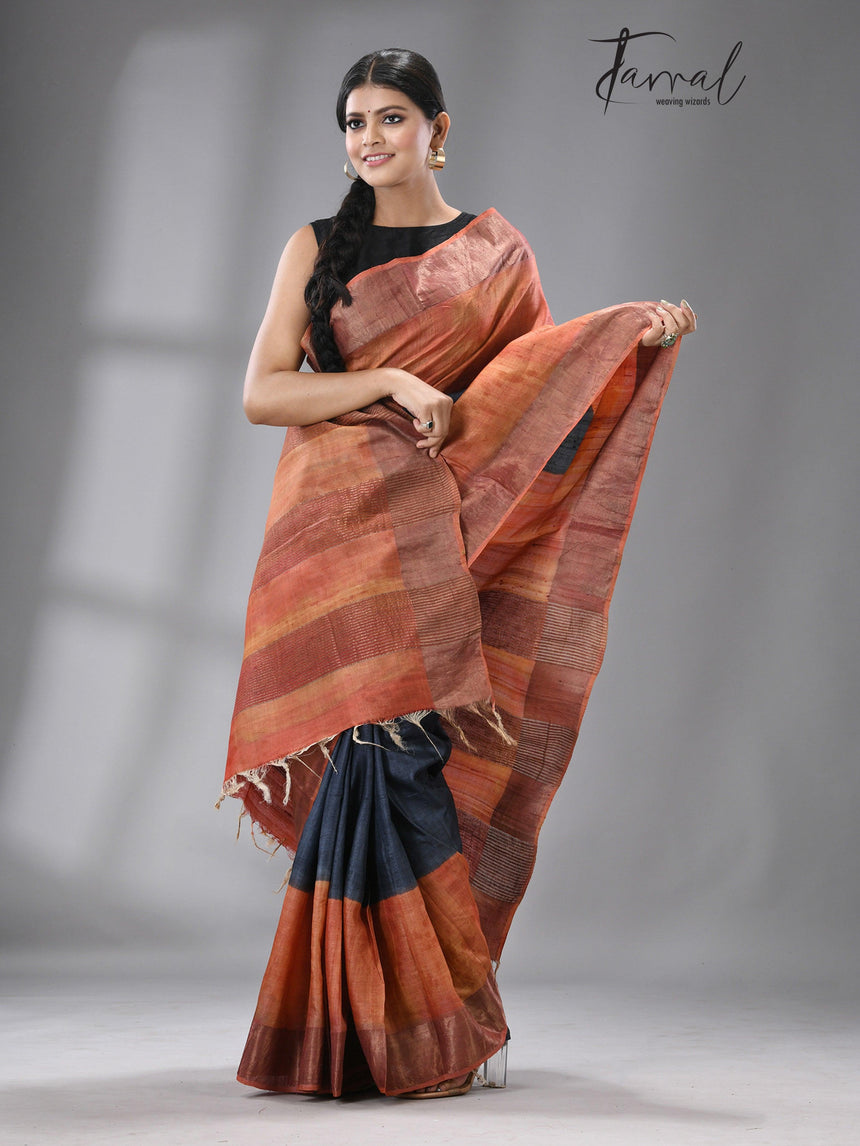 Zari Tussar Lavanya handloom silk saree - Tamal Boutique