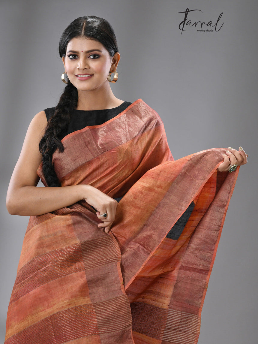 Zari Tussar Lavanya handloom silk saree - Tamal Boutique