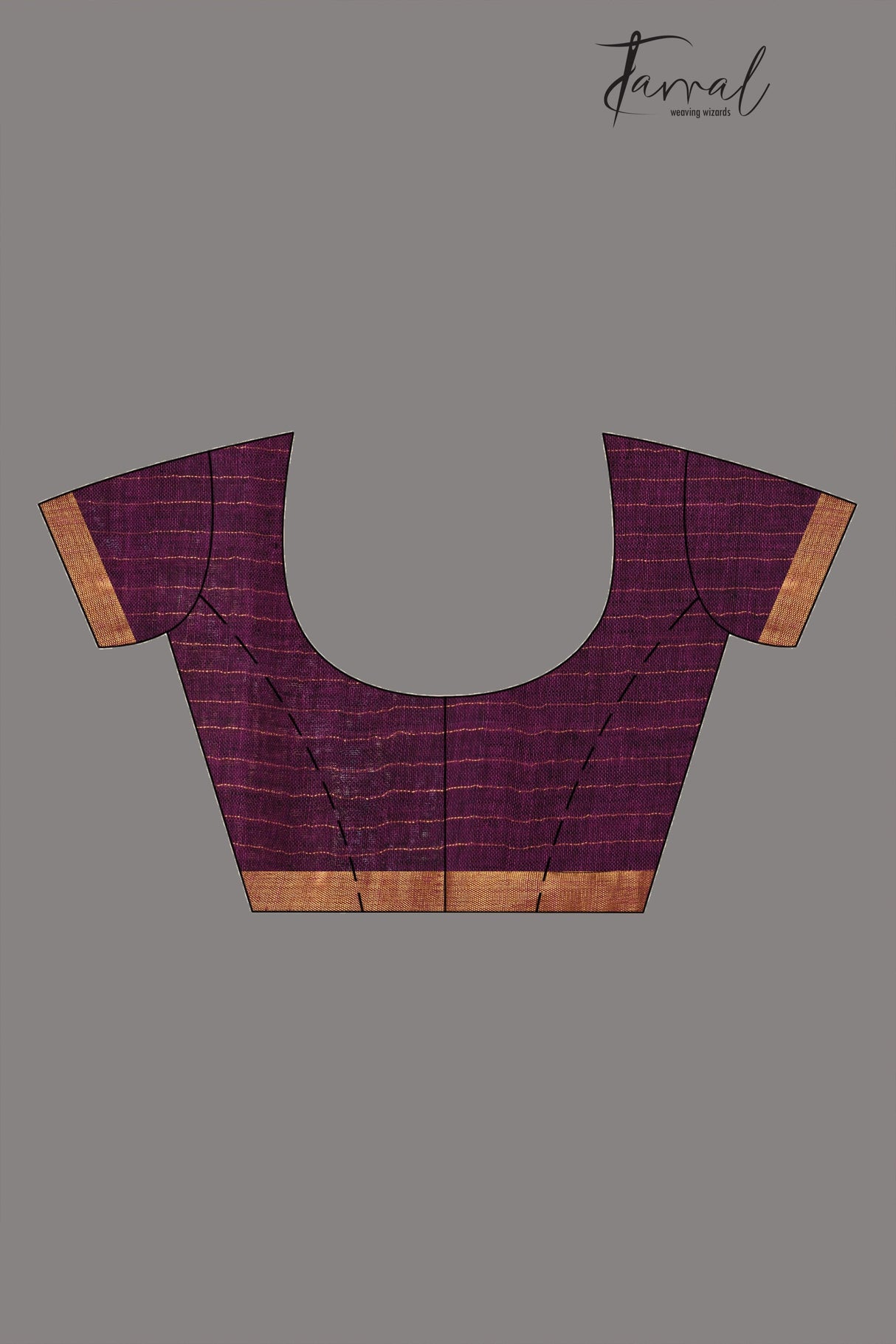 Deep magenta linen checks handloom jamdani saree - Tamal Boutique