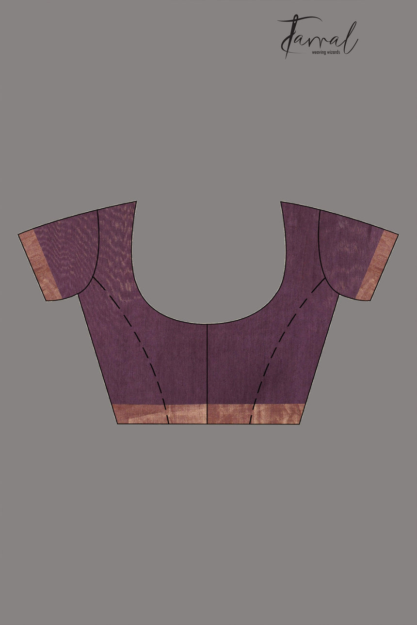 Chocolate Brown With zari border lata pallu silk linen handwoven jamdani saree - Tamal Boutique