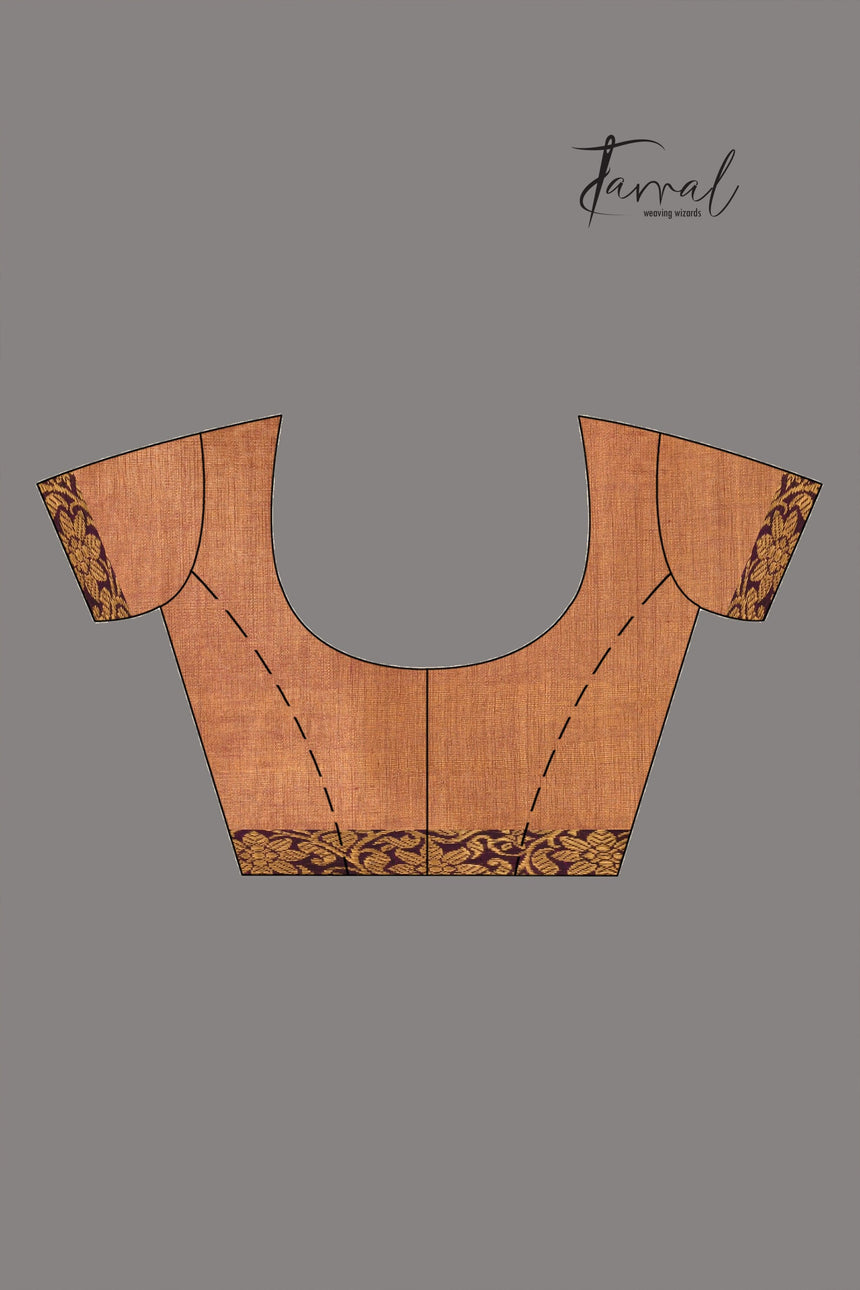 Golden with rani and black border tissue handloom Banarasi saree - Tamal Boutique