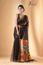 Black with zari border sequins paithani pallu handwoven jamdani saree - Tamal Boutique